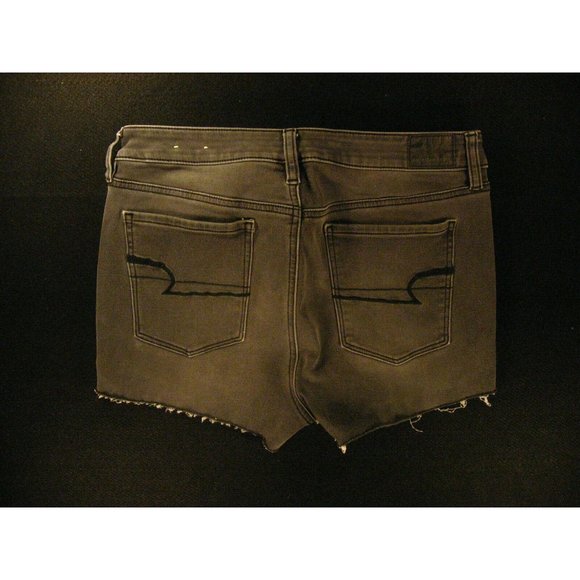 American Eagle Womans SHORTS CUTOFF JEAN 12R JEGGING SUPER STRETCH Black Denim - Picture 2 of 10